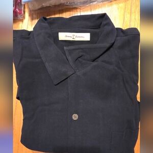 Tommy Bahama Men's Black Casual Shirt. 100% Silk. "Swinging In Paradise"